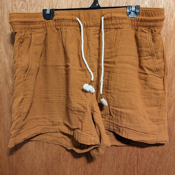 Old Navy Khaki/Orange Shorts with White Drawstring, Size XL - Picture 1 of 3